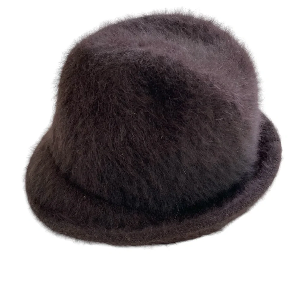 Shihreen Hat Turn Brim Fedora Textured Brown‎ Angora Blend (One Size)
